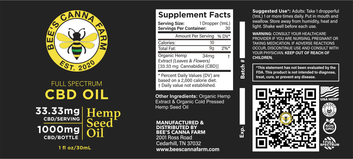 Full Spectrum CBD in Hemp Seed Oil 1000mg